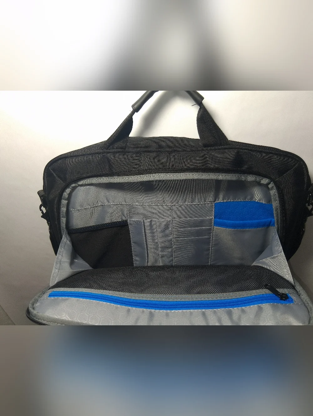 Dell Black Laptop Messenger Bag with Blue Accent